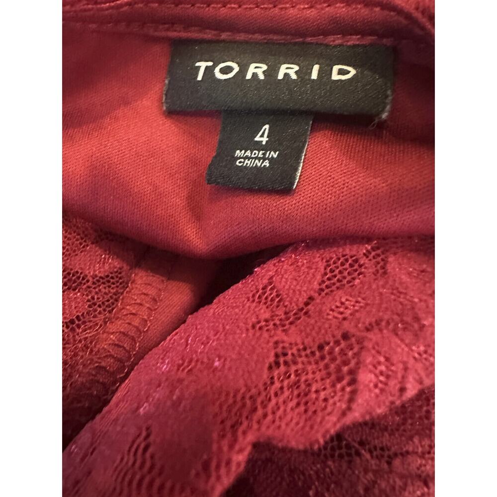 Torrid Babydoll Stretch Lace Cold Shoulder Top Biking Red Plus Size 4 4X - Picture 8 of 15